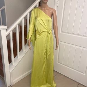 Lime Green Cold Shoulder Wrap Maxi Dress